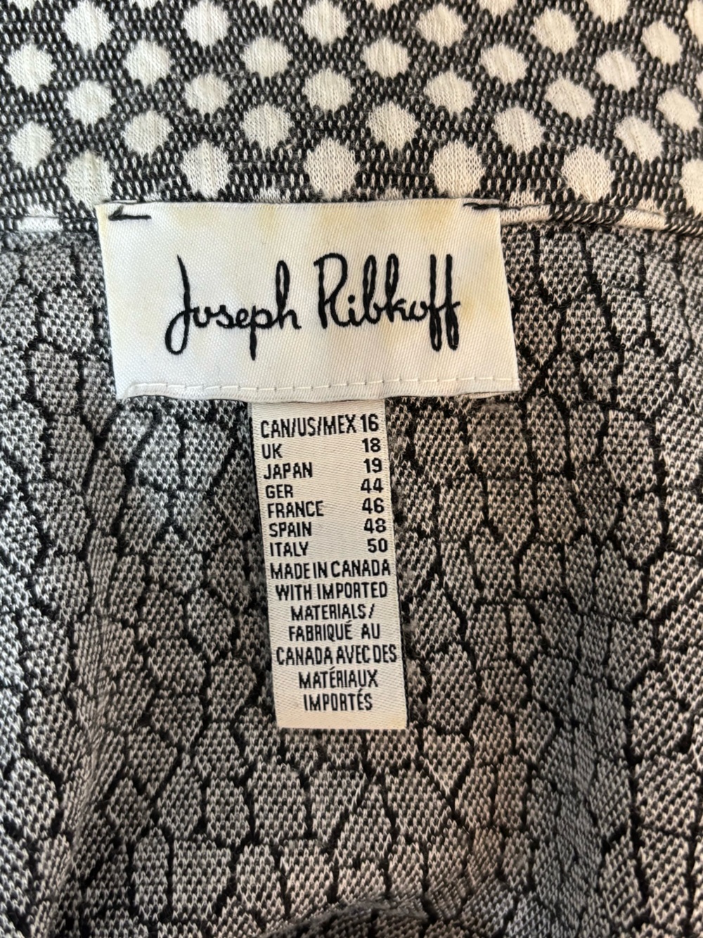 Joseph Ribkoff Black and White Patterned Jacket R1 - Picture 12 of 15